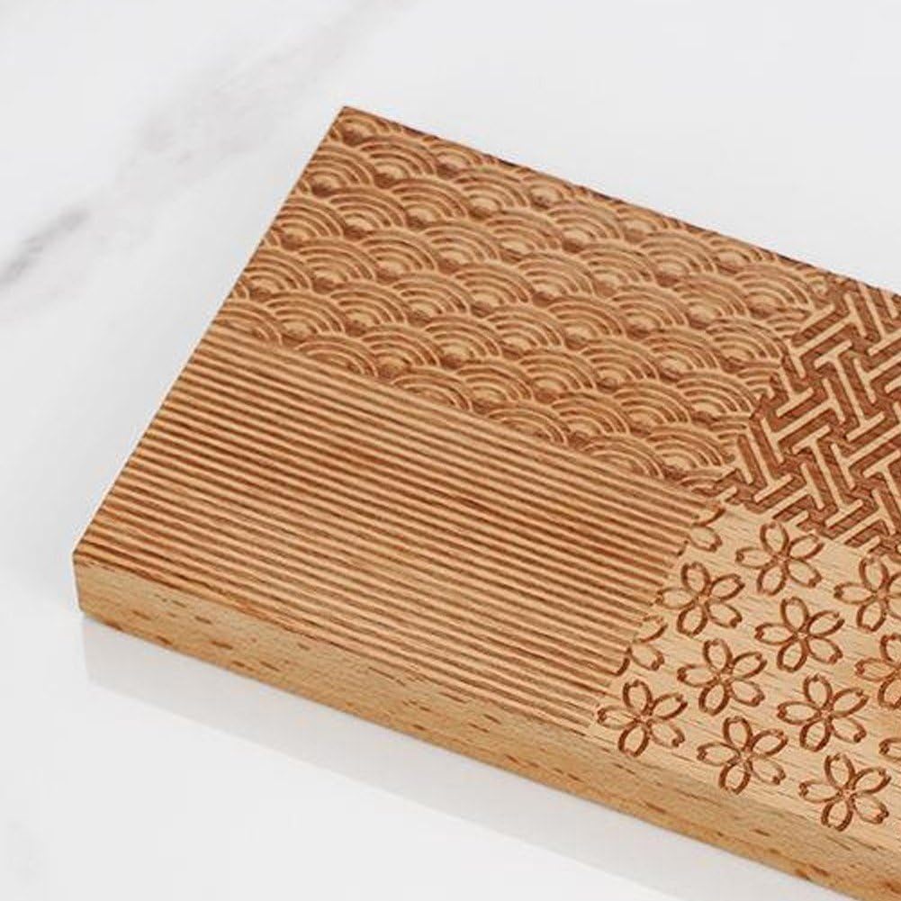 Japońska drewniana forma Wagashi do samodzielnego pieczenia, tradycyjne chińskie narzędzie do pieczenia z żebrowaną płytką, wzór falisty liść, do ciast, artykuły do pieczenia