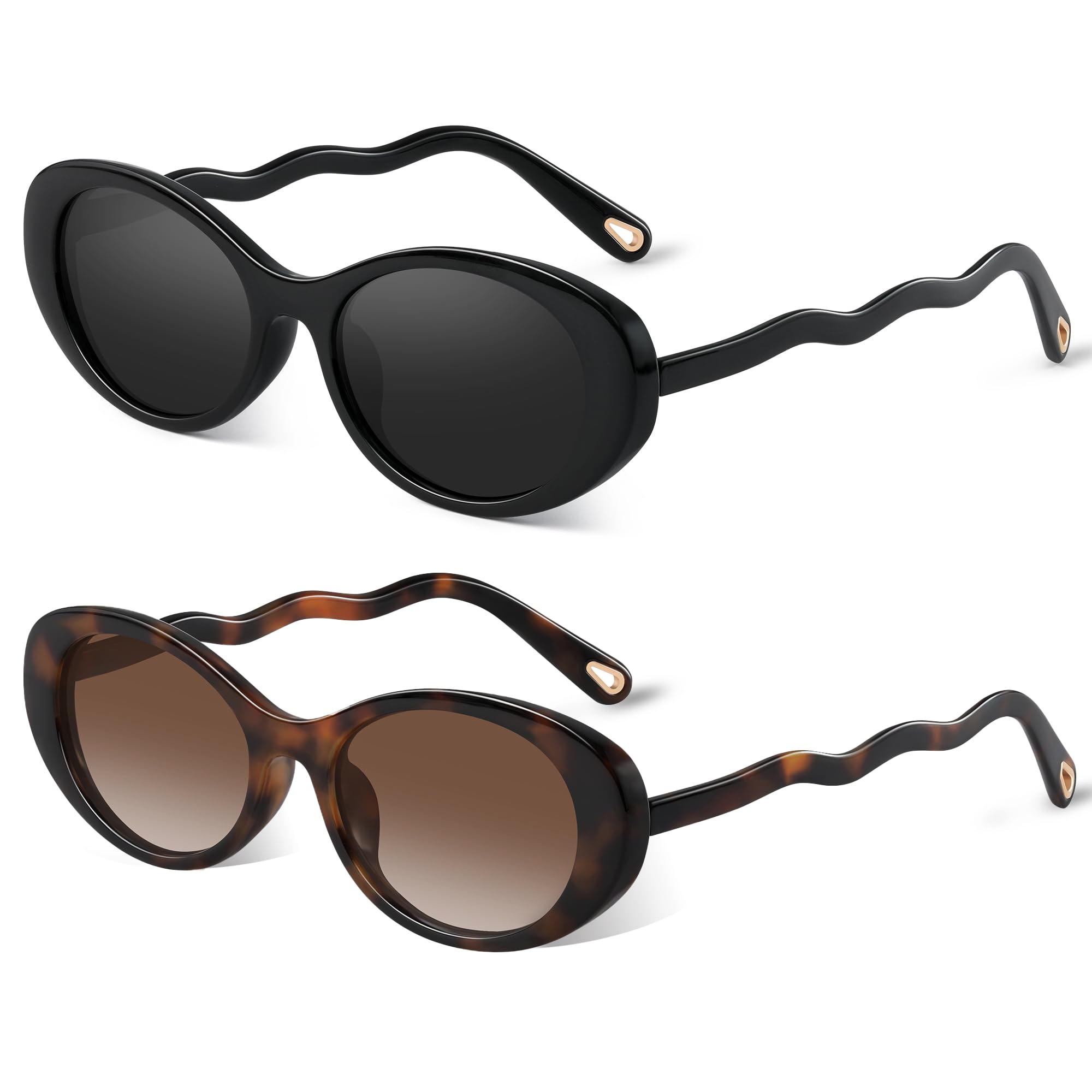 DANAMY Sunglasses Womens Retro Oval Sunglasses for Women 90s Vintage Lightweight UV400 Protection Trendy Shades