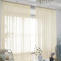 Vista 26 de L&TEC Cortinas transparentes beige para ventana, Beige