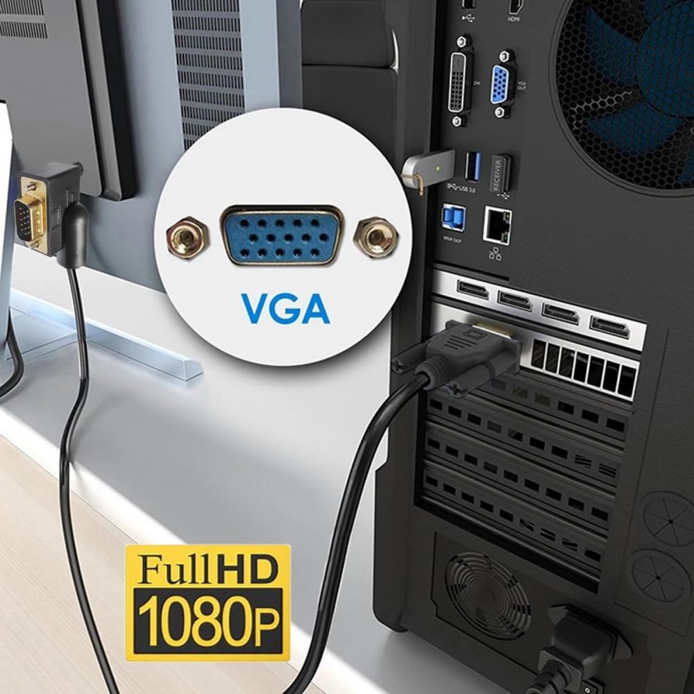 CY Cavo di prolunga VGA RGB maschio ad angolo retto di 90 gradi a maschio dritto 3COAX+6C per monitor proiettore computer