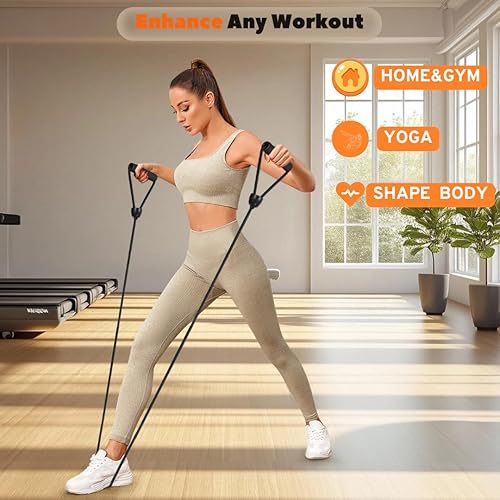 Miniatura 4 de ONIPAX 1 par de bandas de resistencia paso a paso con asas y correa de conexión, bandas de entrenamiento y ejercicio para entrenamiento de fuerza,