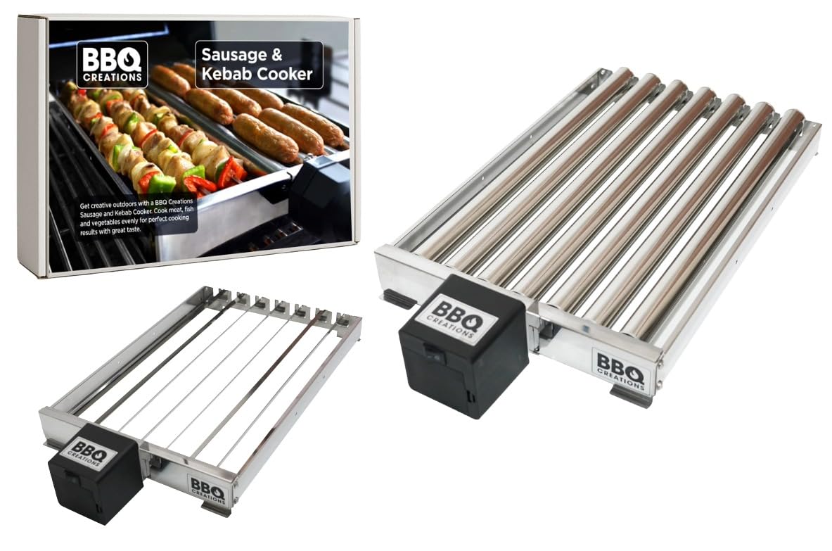 BBQ Creations stainless steel portable Sausage and Kebab Rottiserie Cooker BBQ Accessory