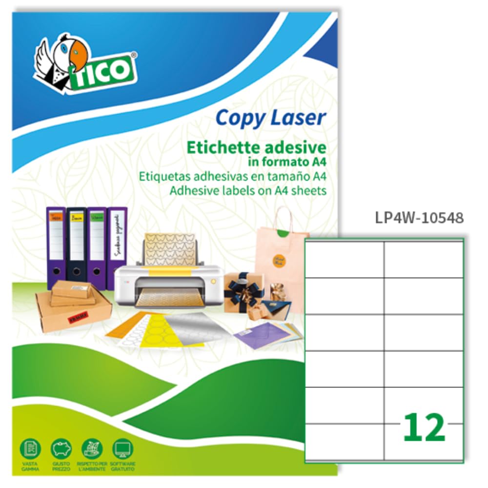 TICO LP4W-​10548 Etichette con Margini, 105 x 48, Bianco