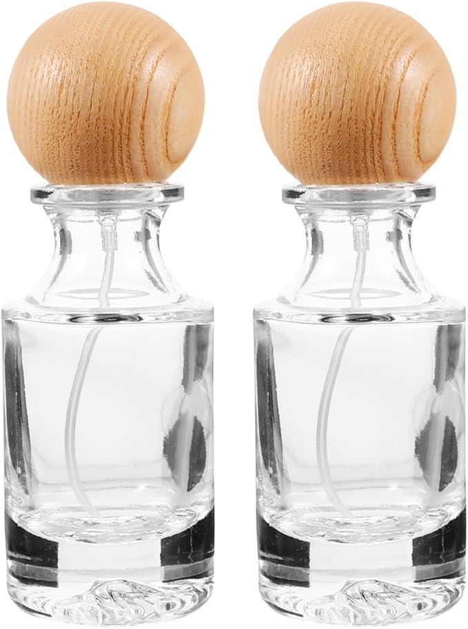 NOLITOY - 2 botellas de perfume de nogal para mujer, dispensador de botellas de perfume vacías, botellas de perfume recargables para aceites esenciales, vidrio