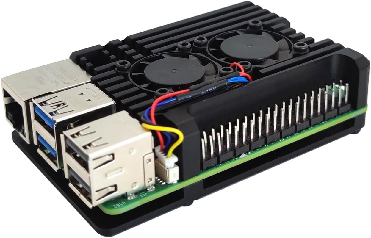 IDUINO Raspberry Pi 5 Aluminum Alloy Armor Case,Pi 5 Heatsink Cooler,Passive Cooling Case for Raspberry Pi 5 4GB/8GB (with Dual Fan) Cooling Fan (4 phase line)-image-31
