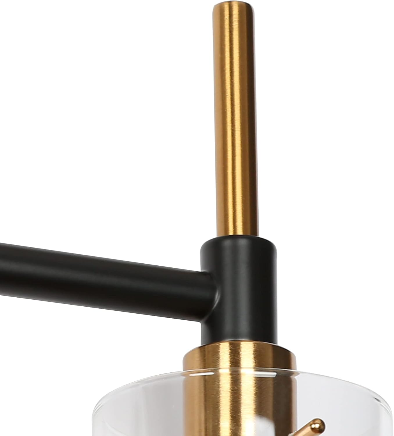 Durent Lighting Modern Bathroom Light Fixtures, 3-Light Clear Glass Shade Vanity Lights in Matt Black and Brushed Brass Finish