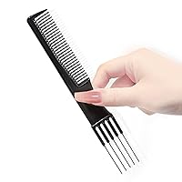 Vista 2 de 2 Packs Teasing Comb with Metal Pick Combs for Women Hair Pick Comb for Hair Styling (Black)