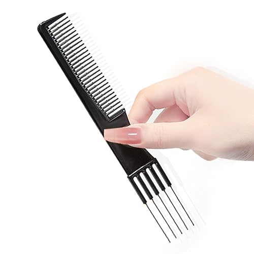 Miniatura 2 de Paquete de 2 peines con peine de metal para mujer, peine para peinar el cabello (negro)