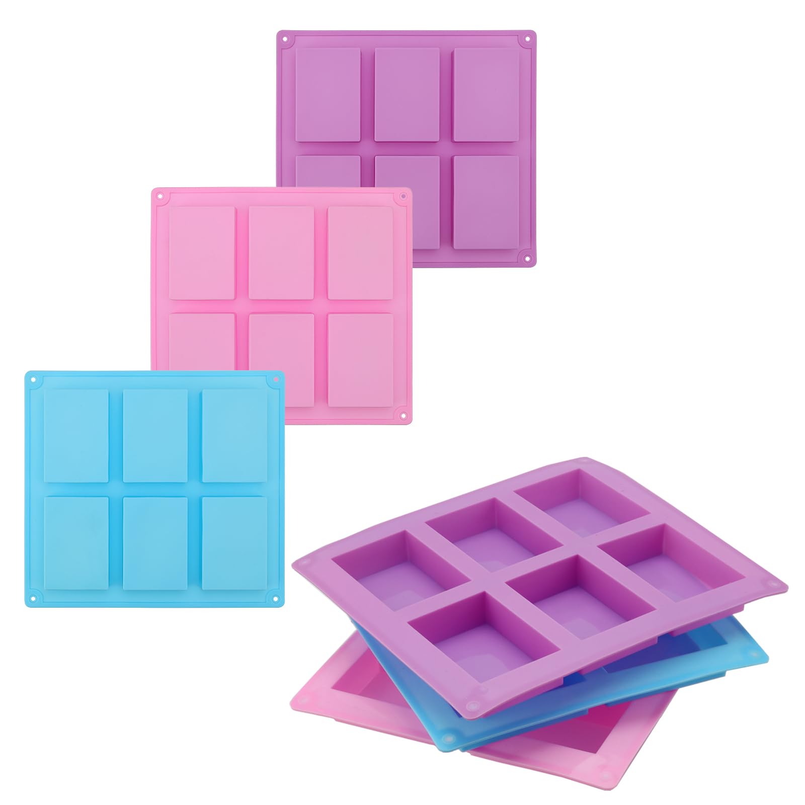 6 stampi rettangolari in silicone per sapone fatto in casa, 6 pezzi