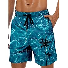Men's Swim Trunks Hawaiian Bathing Mesh Lining Suit Swimsuits Beach Shorts with Pockets