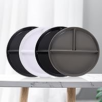 Vista 7 de Platos de control de porciones de 9 pulgadas (paquete de 4) platos divididos de plástico para adultos, plato llano de 3 compartimentos, perfecto