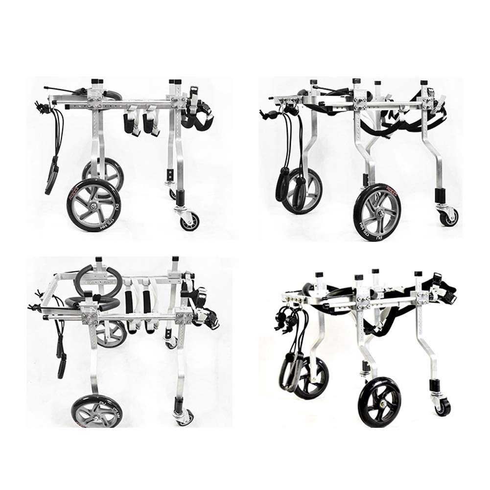 Carrello Regolabile per la Riabilitazione delle Zampa Anteriore/Zampe Posteriori di Cani e Gatto, Imbracatura Cane Supporto per Cane Anziani/Feriti Disabili, 4 Ruote, Dog Wheelchair, 1~6KG
