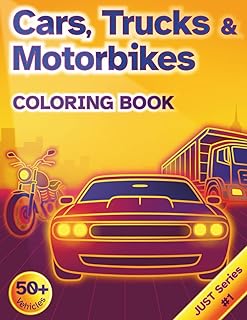 Cars Trucks & Motorbikes COLORING BOOK: Clean Lineart for All Ages