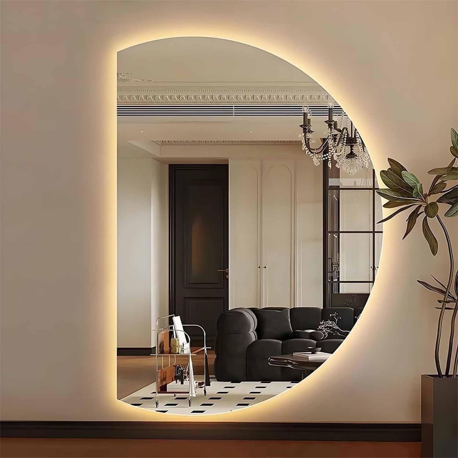 FGXHHS Backlit Illuminated Wall Mirror with Dimmable LED Lighting, Fogless Design for Bathroom and Makeup Application