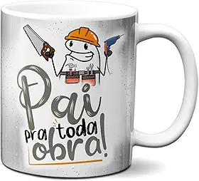 Caneca Flork Feliz Dia Dos Pais Xícara Pai Pra Toda Obra (Branca)