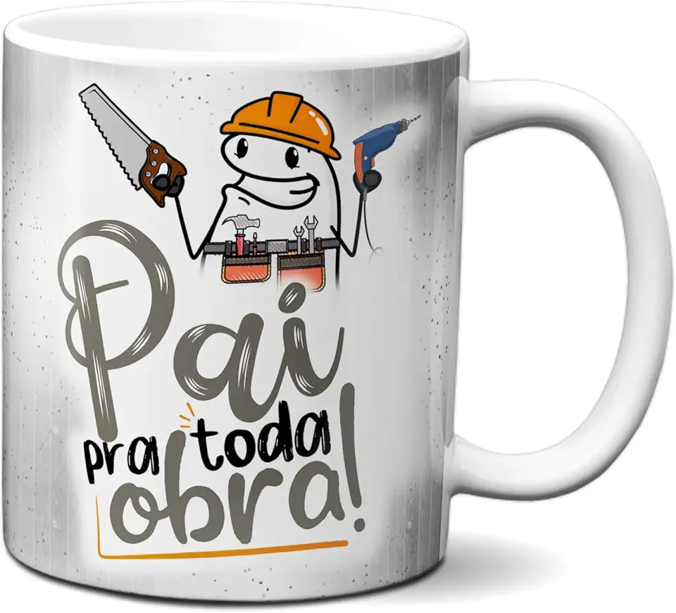 Caneca Flork Feliz Dia Dos Pais Xícara Pai Pra Toda Obra (Branca)