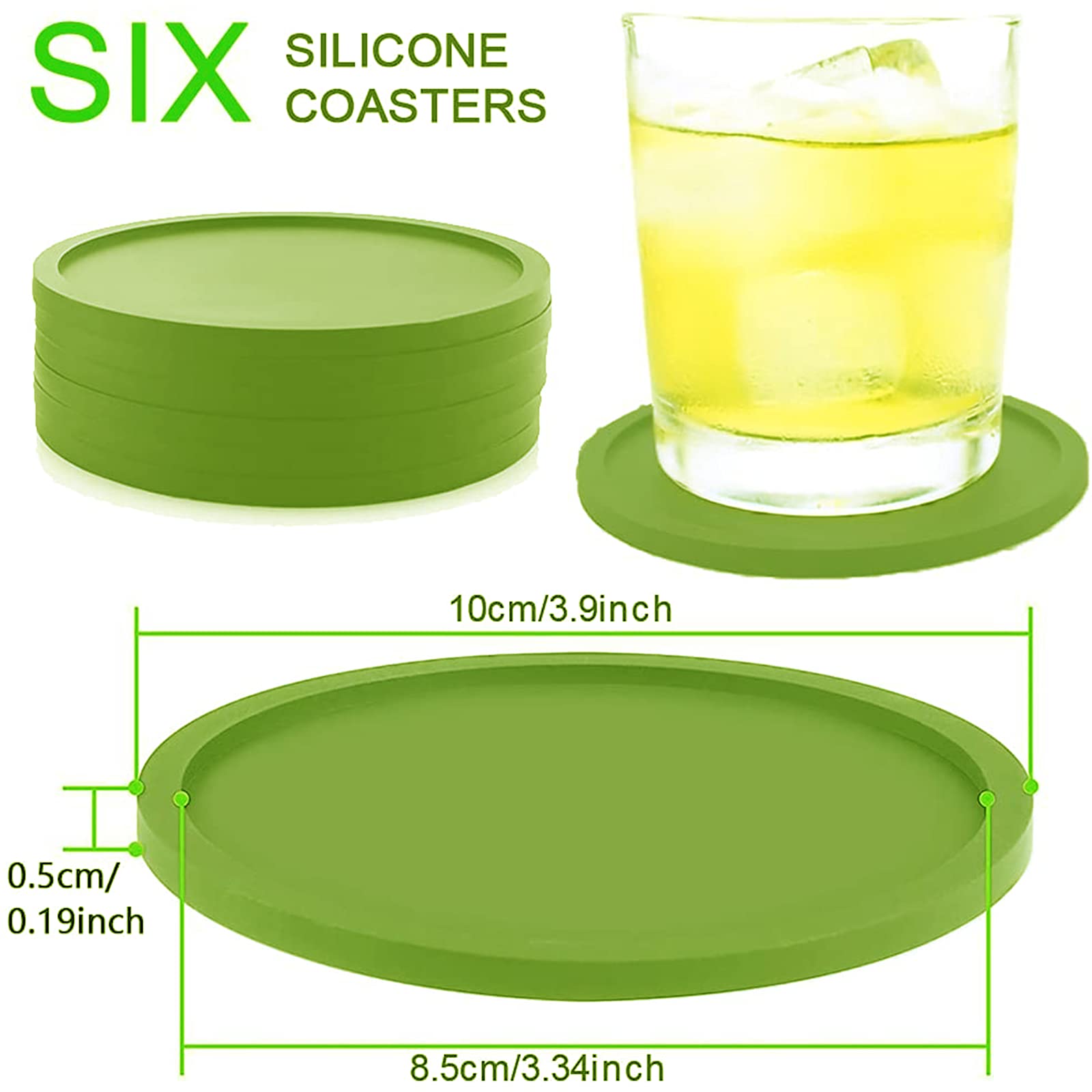 Sottobicchiere in silicone | 6 pezzi riutilizzabili rotondi antiscivolo