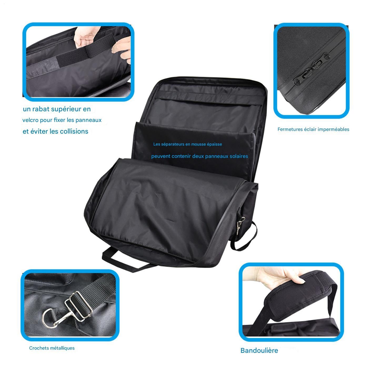 Borsa Per Pannelli Custodia Protettiva Impermeabile | Custodia da Trasporto Imbottita Borsa Portatile Pieghevole Leggera da Outdoor Giardino Campeggio Viaggio Casa Festival