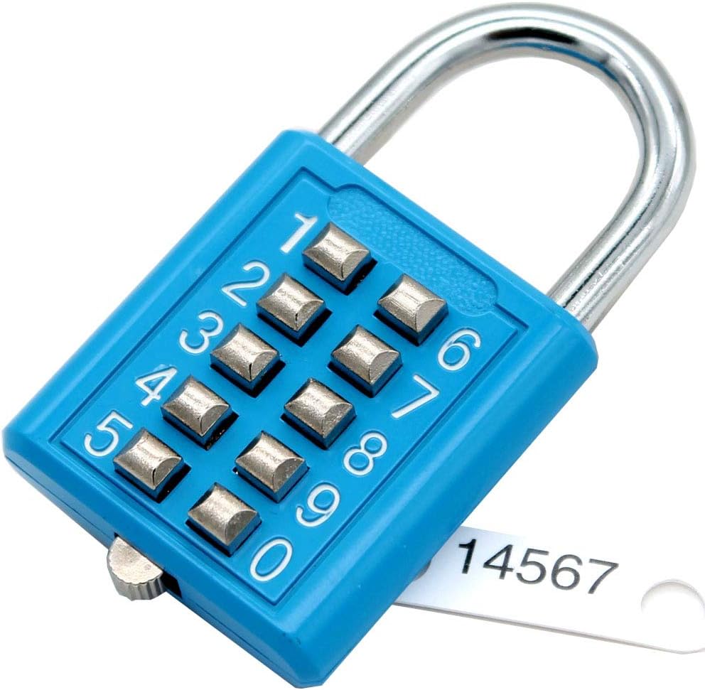 MIONI 10 Position Button Combination Padlock, 5 Position Locking Mechanism, bluexi15:18