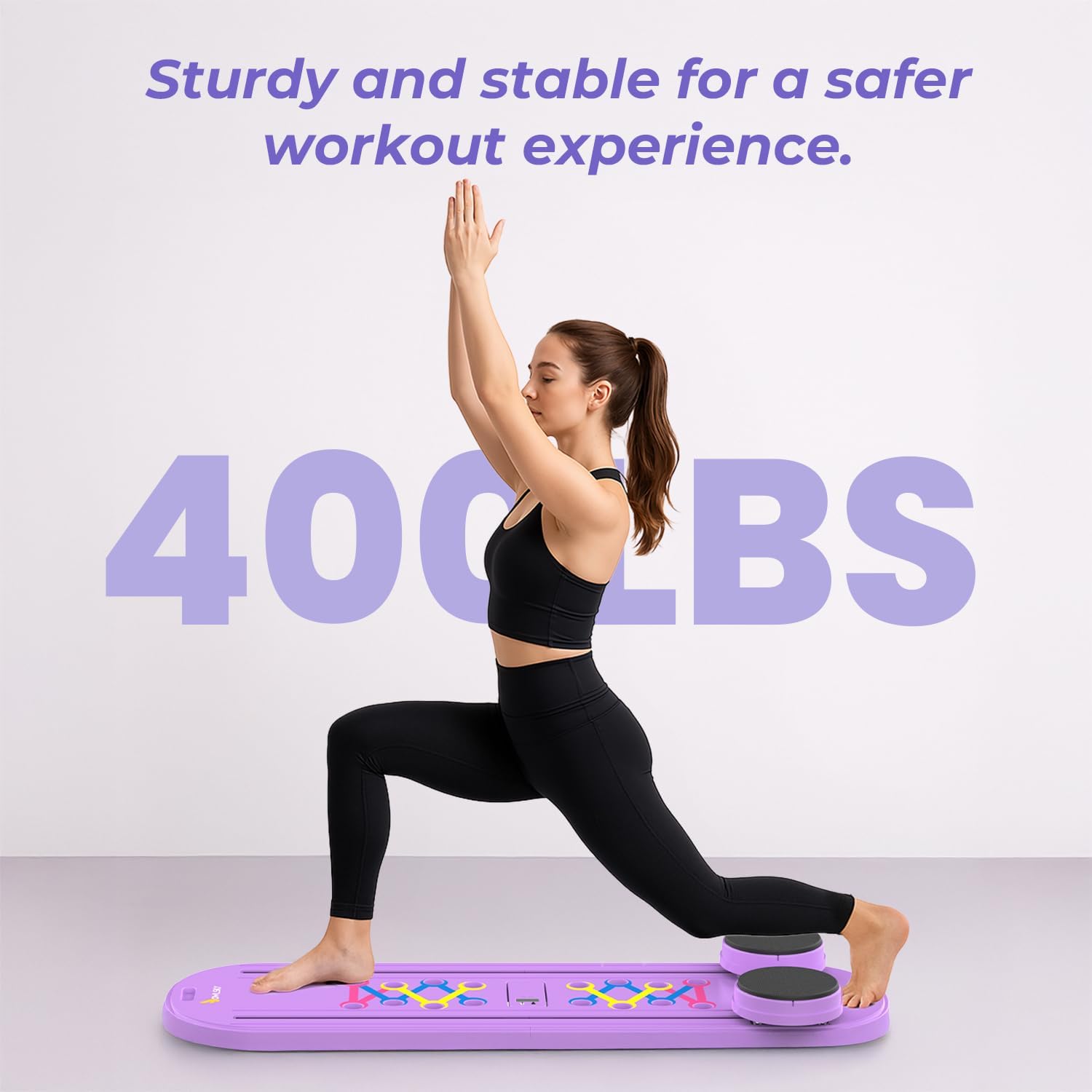 Pilates Reformer Board – 5-in-1 Foldable Pilates Machine for Home Workout, Portable Fitness Board with Resistance Bands, Full Body Training for Women