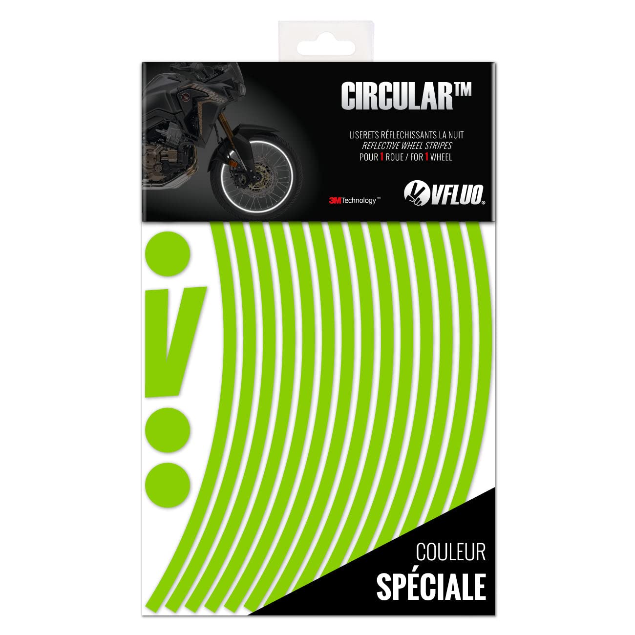 VFLUO - Kit Pegatinas Llantas de Moto Reflectantes, Autoadhesivas para 1 Rueda, 3M Technology™ - Gran Visibilidad Lateral - Discreto y diseño - Fácil colocación — view 32