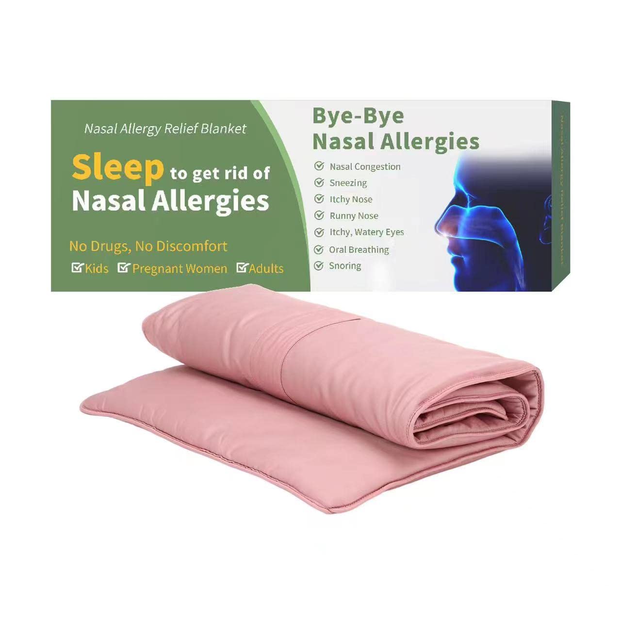 Nasal Allergy Relief Blanket, Drug-Free Nasal Care for Sinus Relief, Ease Seasonal/Allergic Rhinitis, Hay Fever, Snoring, Nose Breathing, Nose Cleaner, Non-Drowsy Safe for Baby, Kid, Child, Adult