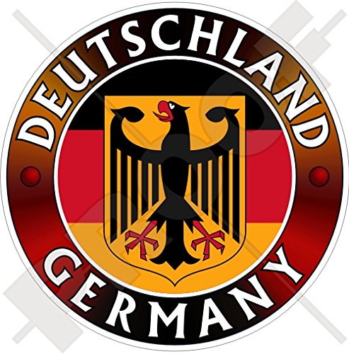 Niemiecki DEUTSCHLAND flaga - herb niemieckiego orzeła, Deutsch 100 mm (4 cale) winylowa naklejka na zderzak naklejka, naklejka
