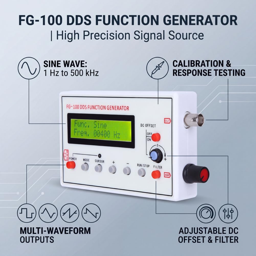 Funktionsgenerator, FG - 100 DDS - Funktionsgenerator - Sinusfrequenz 1 Hz - 500 KHz Zählersignalquellengenerator, Hochpräzises DDS - Signalgenerator - Frequenzmesser