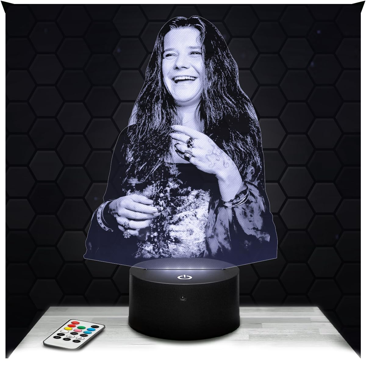 Lampephoto.fr - 3D Lamp Janis Joplin American Blues Rock Singer Touch Night Light Led, 3D Hologram Effect, Christmas Birthday Gift Idea for Men and Women, Bedroom Decoration Object