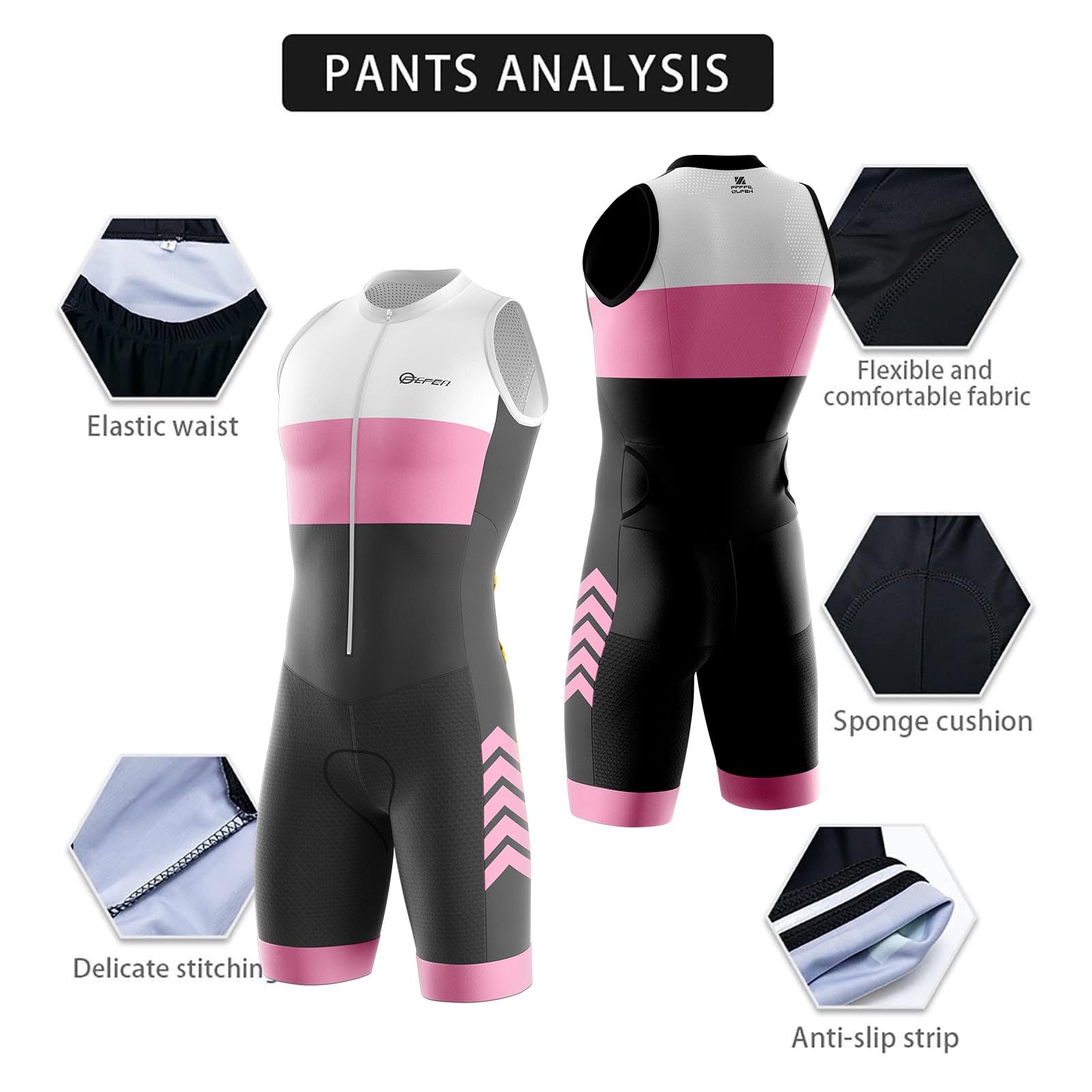 Tuta da Triathlon a Maniche Corte da Uomo, Triathlon Unisex, MTB Body Trisuit Cycling Skinsuit with Gel Pad per Nuoto/Corsa/Ciclismo, Abbigliamento Ciclismo imbottita, monopezzo