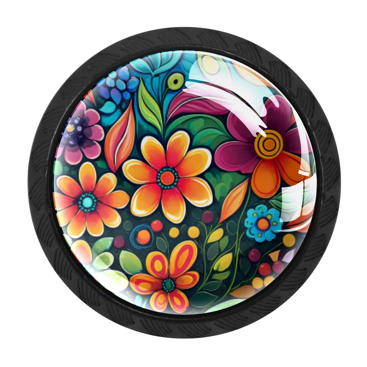 Heoeh Multi 11 4 Pcs Kitchen Cabinet Knobs, Boho Floral Drawer Knobs Dresser Handles