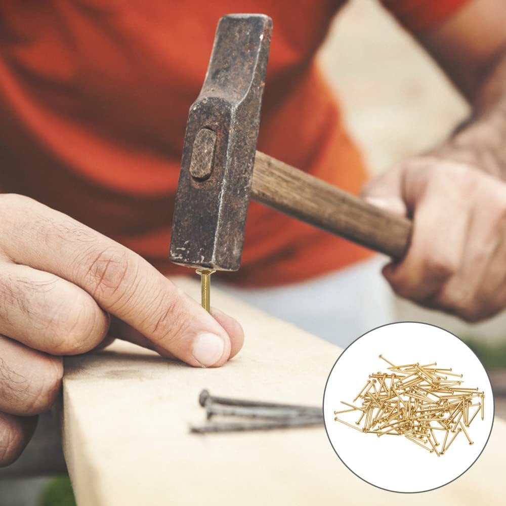 Kleine Nägel 150g (ca. 600 Stück) Rundkopfstifte Nägel 20mm Gold Vermessingte Nägel Mininägel Holznägel Nicht Leicht Verbiegen Brechen für DIY Hardware Scharnier Zubehör Befestigungen