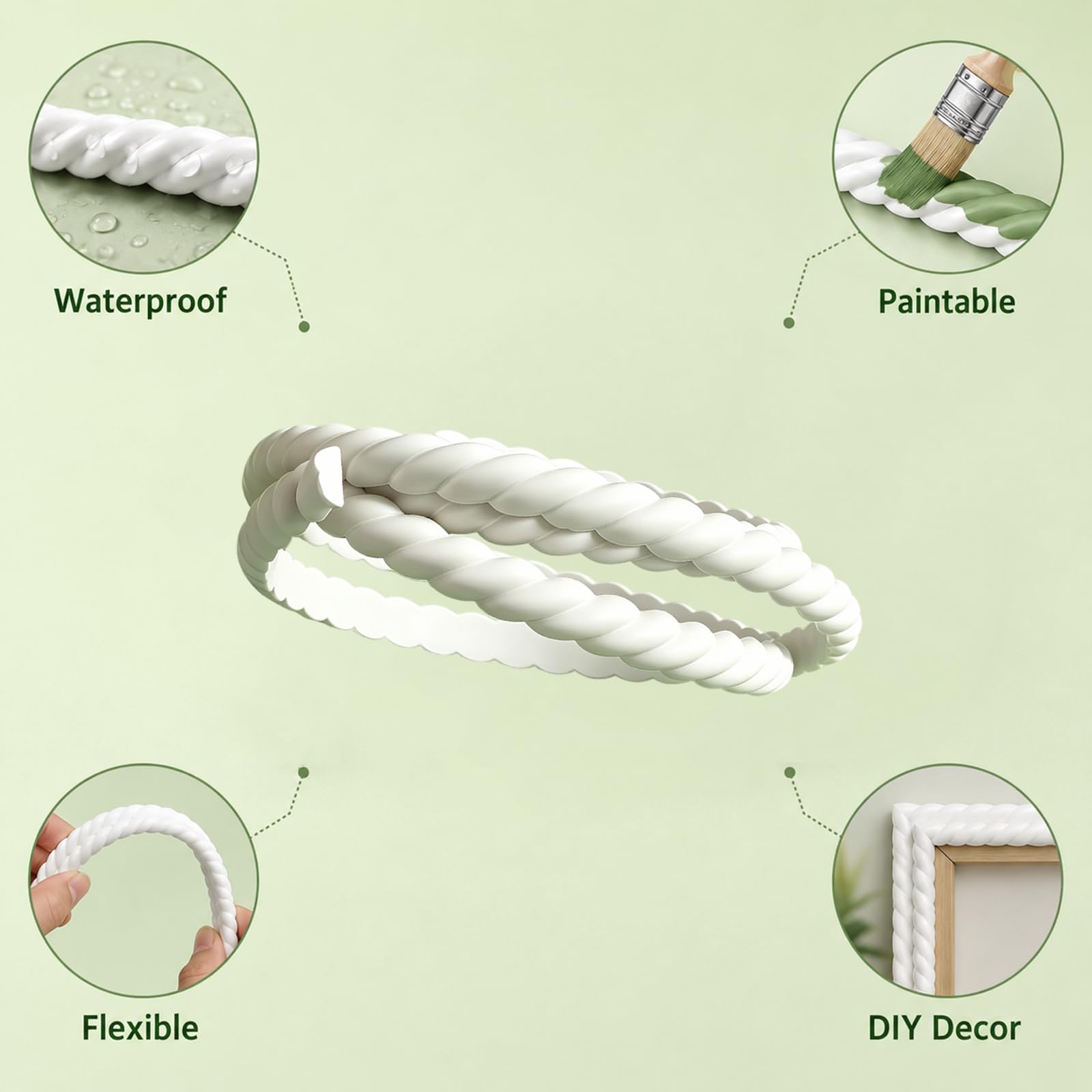 Modanature Flessibili E Rifiniture Per Casa Specchi Pareti W 0.8cm, L 7m | PVC cornici per pareti Strisce Flessibili in PVC per Porte Modana camini specchio mobili cucina casa impermeabile Protezione