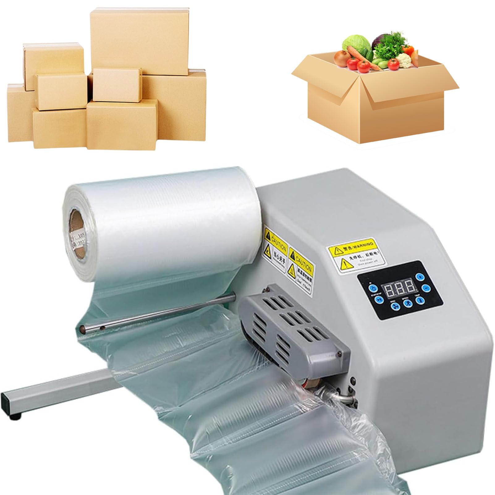 FHRKA Automatic Air Cushion Machine, 200W Portable Air Cushion Wrap Machine, Air Pillow Machine for Film Air Bag Packaging 16m/min
