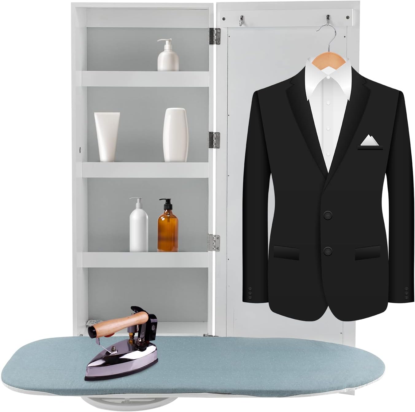 Wall Mount Ironing Board Builtin 180° Swiveling