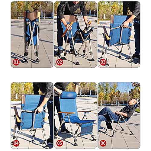 Portable Beach Chair Vissen Stoel Outdoor Camping Apparatuur Draagbare Opvouwbare Leunen Multifunctionele Picknick Wandelen Strand Stool Capaciteit 550 LBS Folding Chairs (Color : Blue) - Image 4