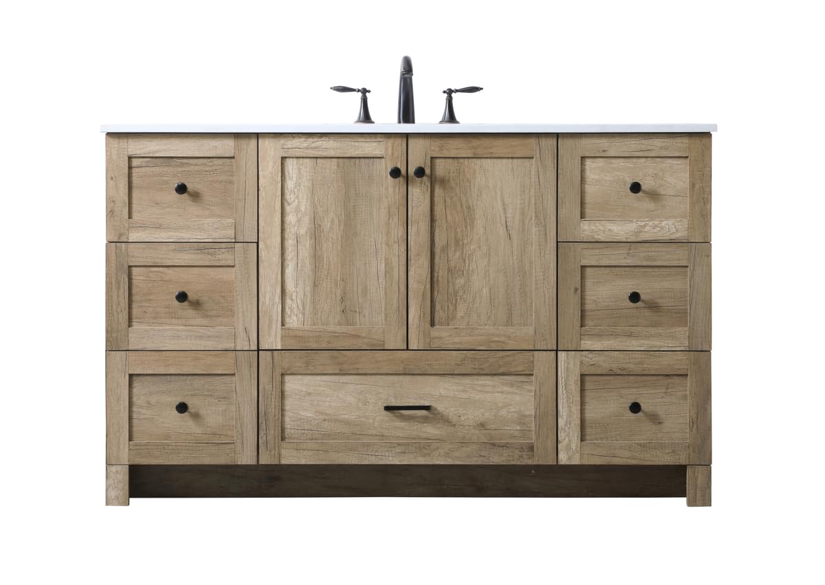 ARS Concepts 54 Inch Single Bathroom Vanity in Natural Oak