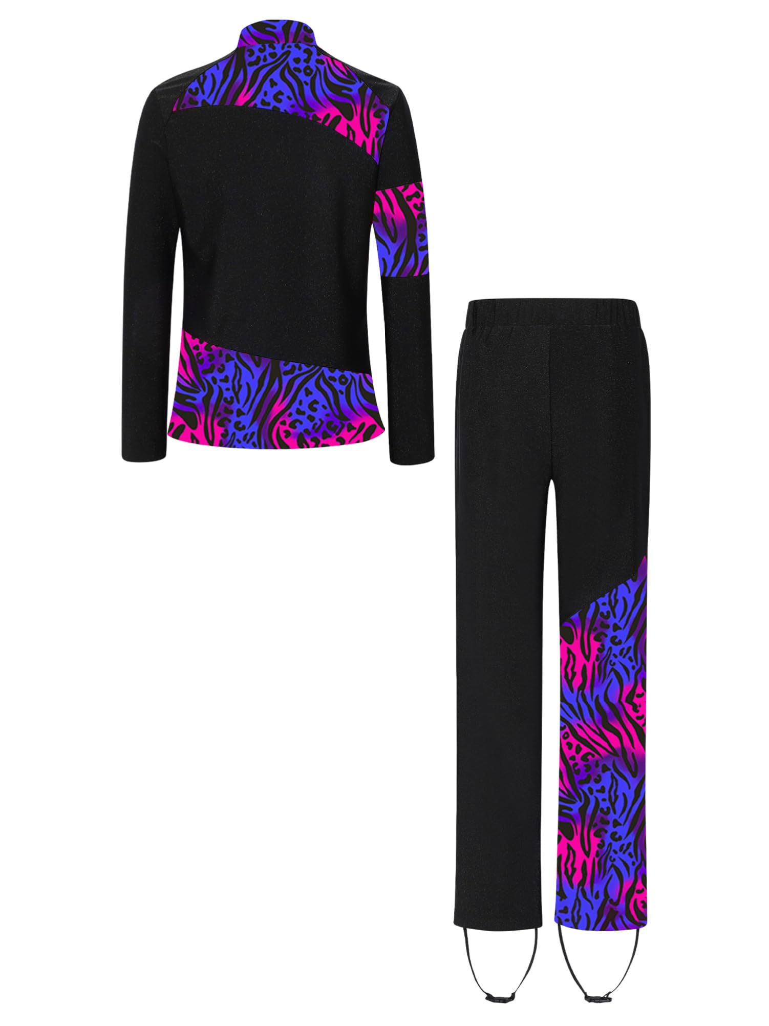 CHICTRY Coordinato da Bambina Ragazza 2 Pezzi Giacca Invernale Pullover con Zip + Pantaloni da Pattinaggio Artistico in Pile Tuta da Pattinaggio su Ghiaccio