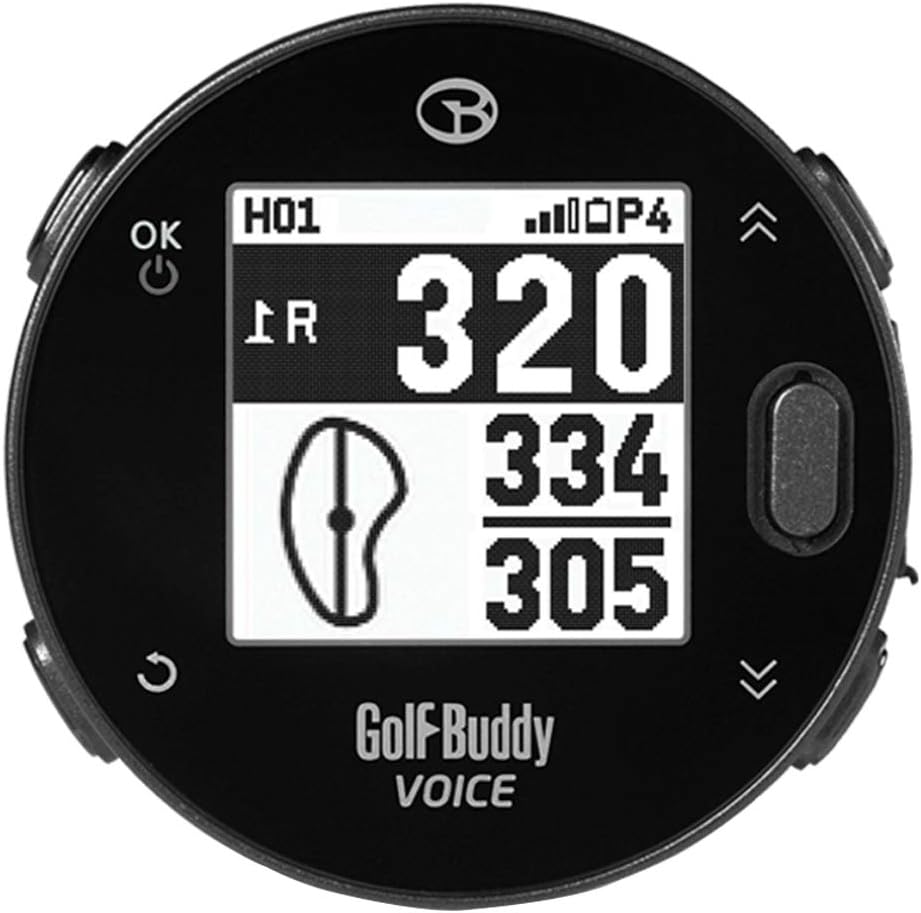 GolfBuddy Voicex Easy-to-Use Smart Talking Golf GPS, Black, Small