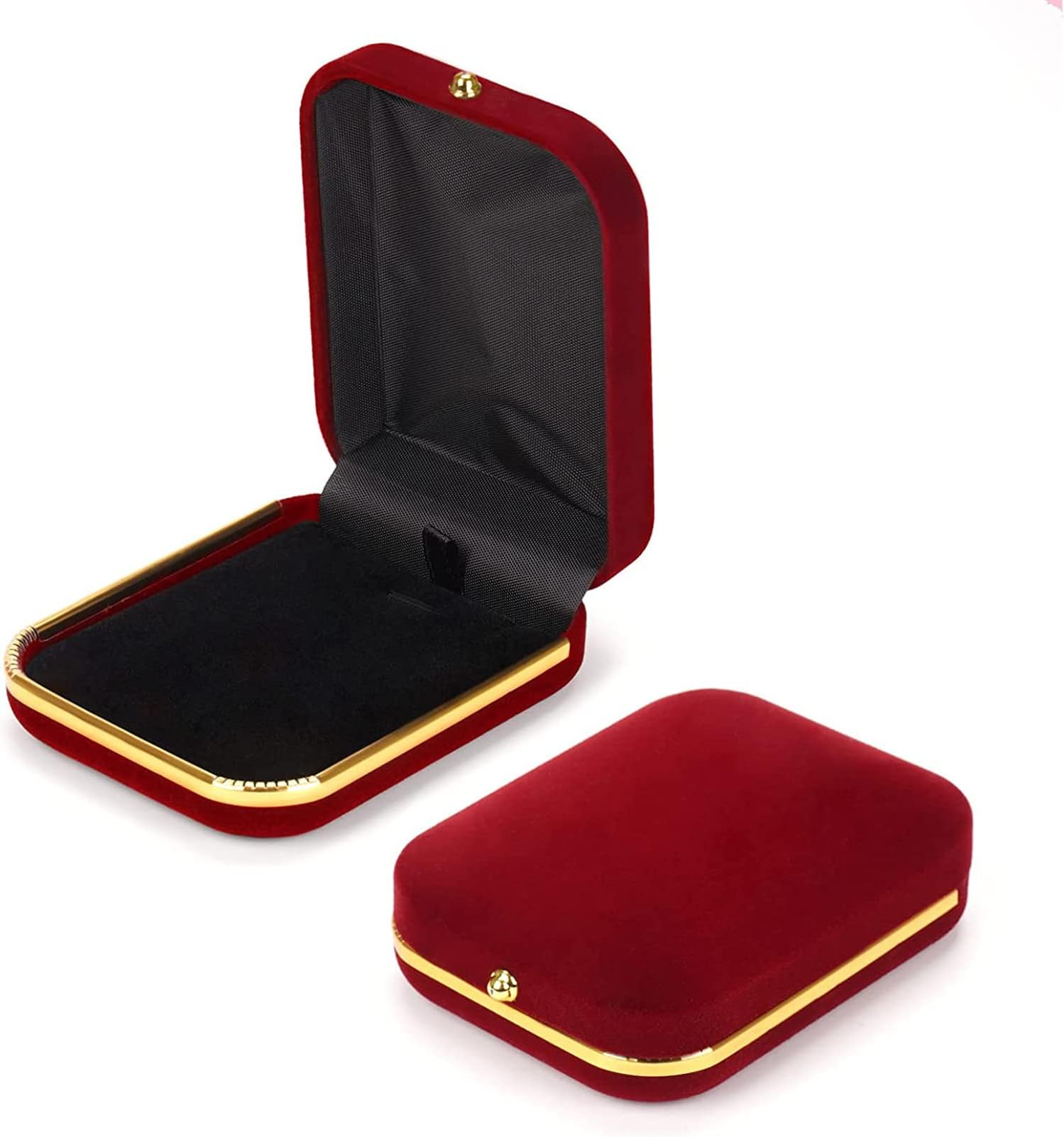 SYOSI Velvet Necklace Pendant Jewelry Gift Boxes Earring boxes for Thanksgiving, Birthday, Wedding Christmas Jewelry Showcase Displays,(Wine Red)