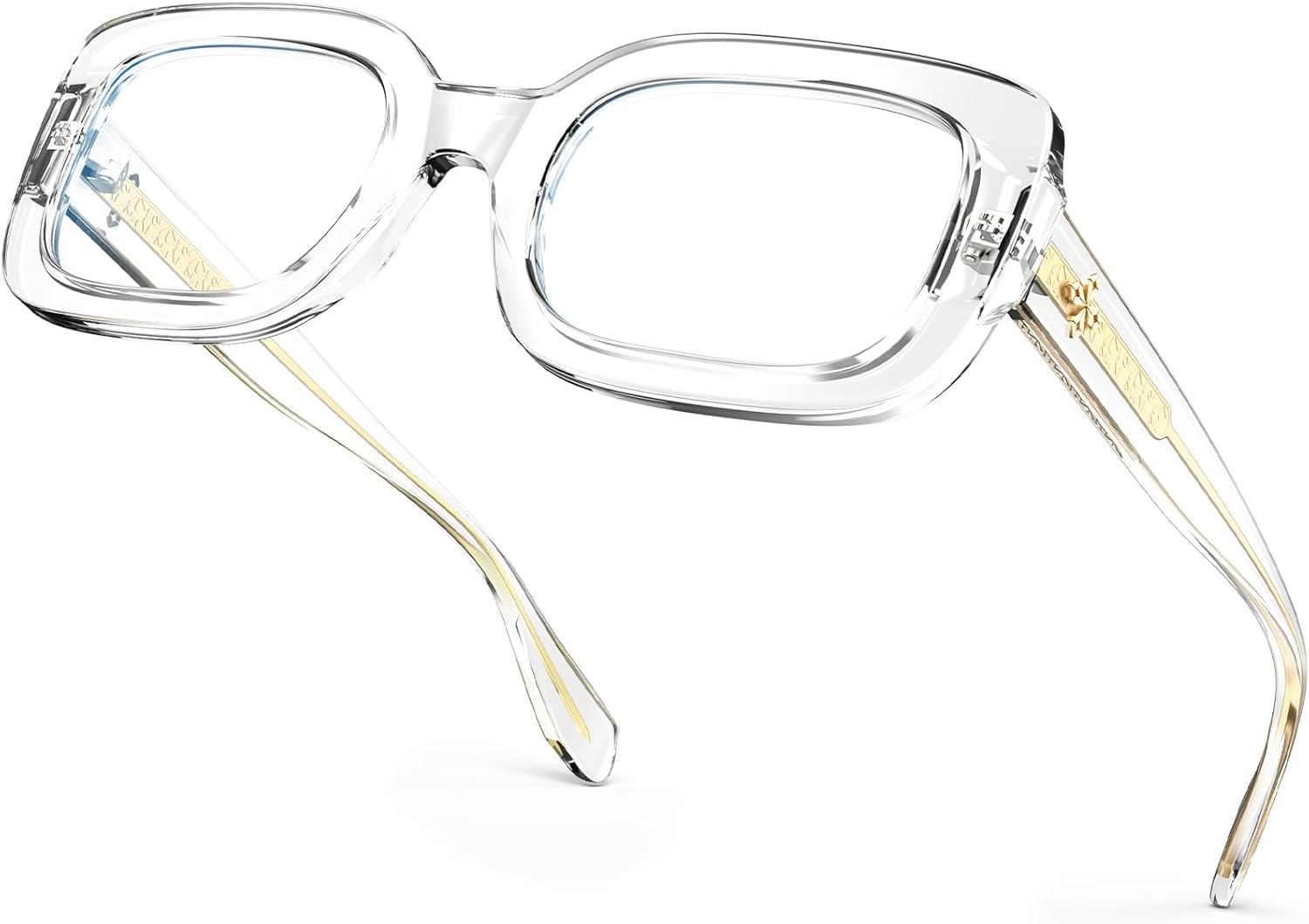 VISOONE Rectangle Blue Light Blocking Glasses Thick Square Frame Computer Glasses Vintage Women Men Harmony