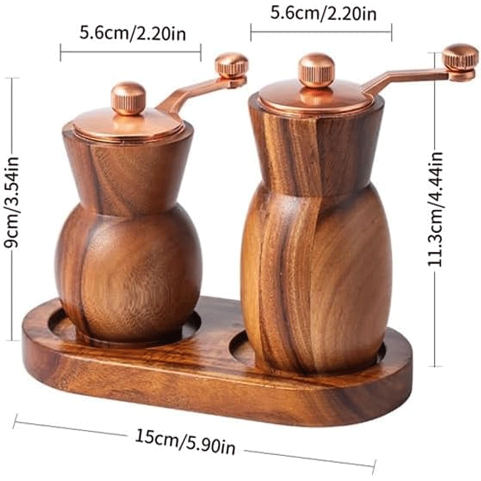 Macinapepe da Cucina Set macina Sale e Pepe con Base in Legno Macina Sale Marino per Mantenere la Bottiglia di condimento per macina spezie asciutta e Fresca