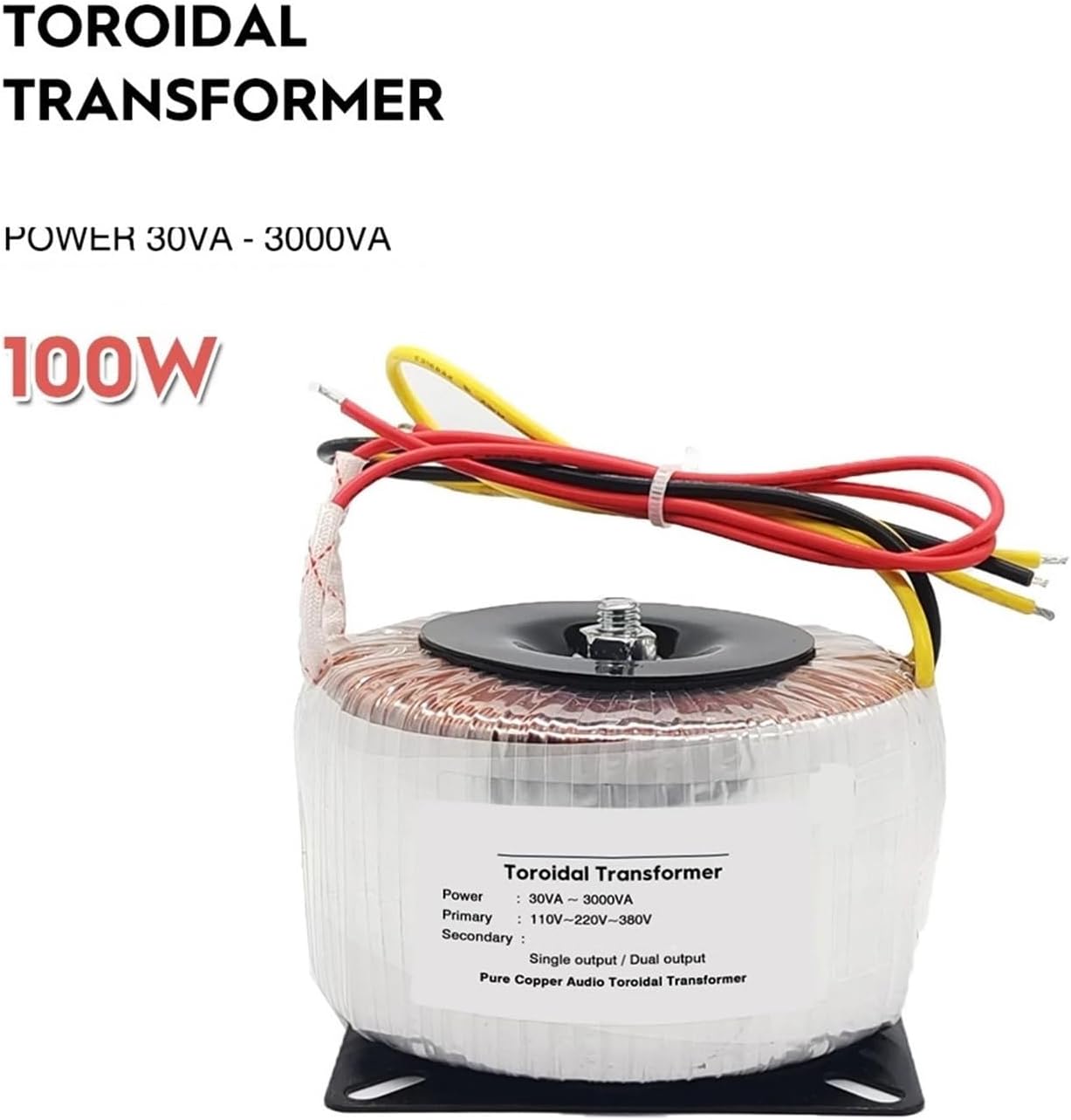 Toroidal Transformer 100W Toroidal Transformer Single Output 6V 9V 12V 15V 18V Pure Copper Wire Audio Amplifier Transformer Input 220V 110V Ring Core(Input 220V,9V)