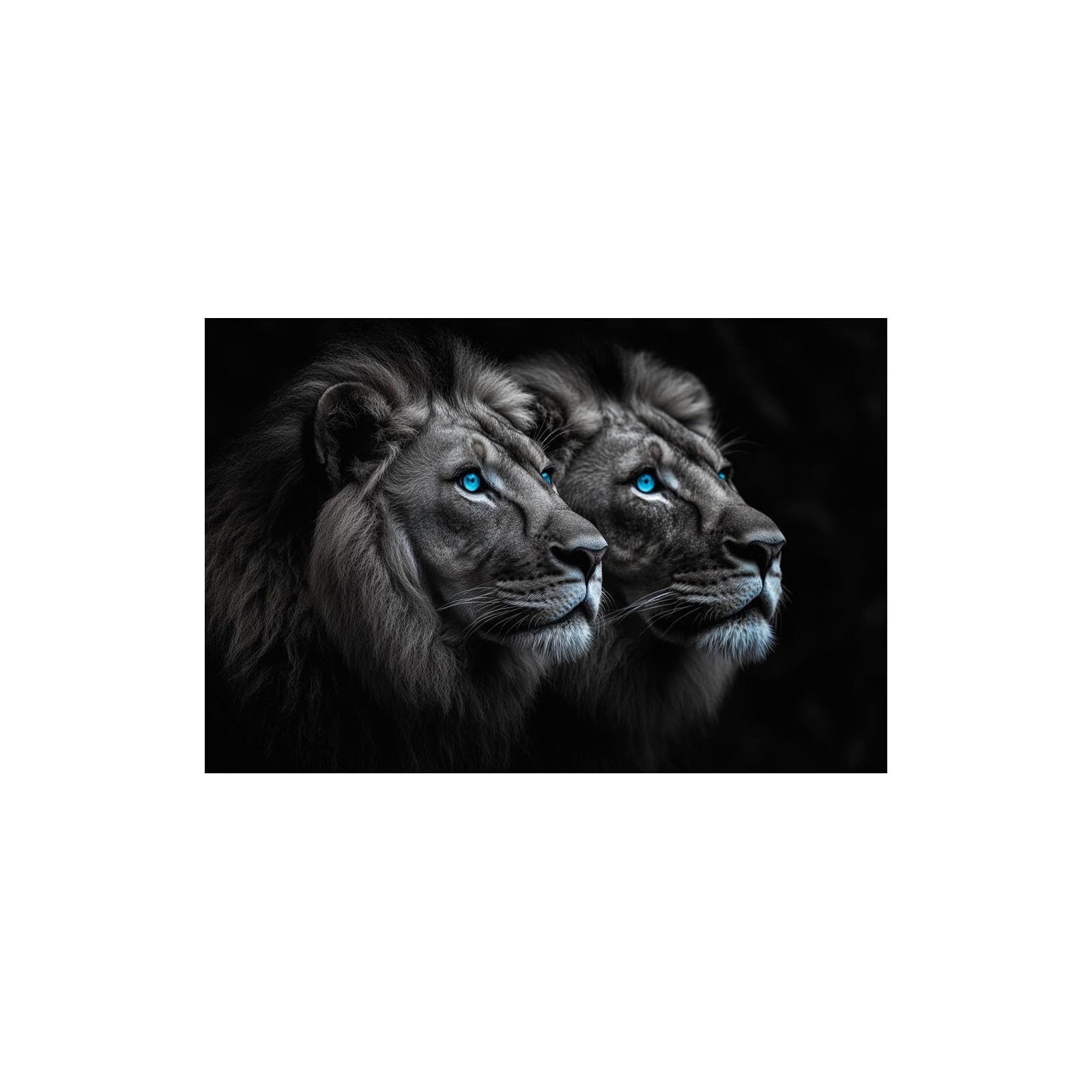 TODOAA Blanco Y Negro Abstracto Cuadros Fotos graciosas y adorables leones Decoracion Salon Modernos, Salón Comedor Oficina Pintura Lienzos decorativos Cuadros（Azul-60x90cm Sin marco