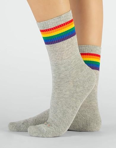 Miniatura 4 de CALZITALY 2 pares de calcetines unisex de algodón con estampado de arcoíris, gris, blanco, negro, 4.5-7, 7.5-10, 10-13.5, fabricados en Italia
