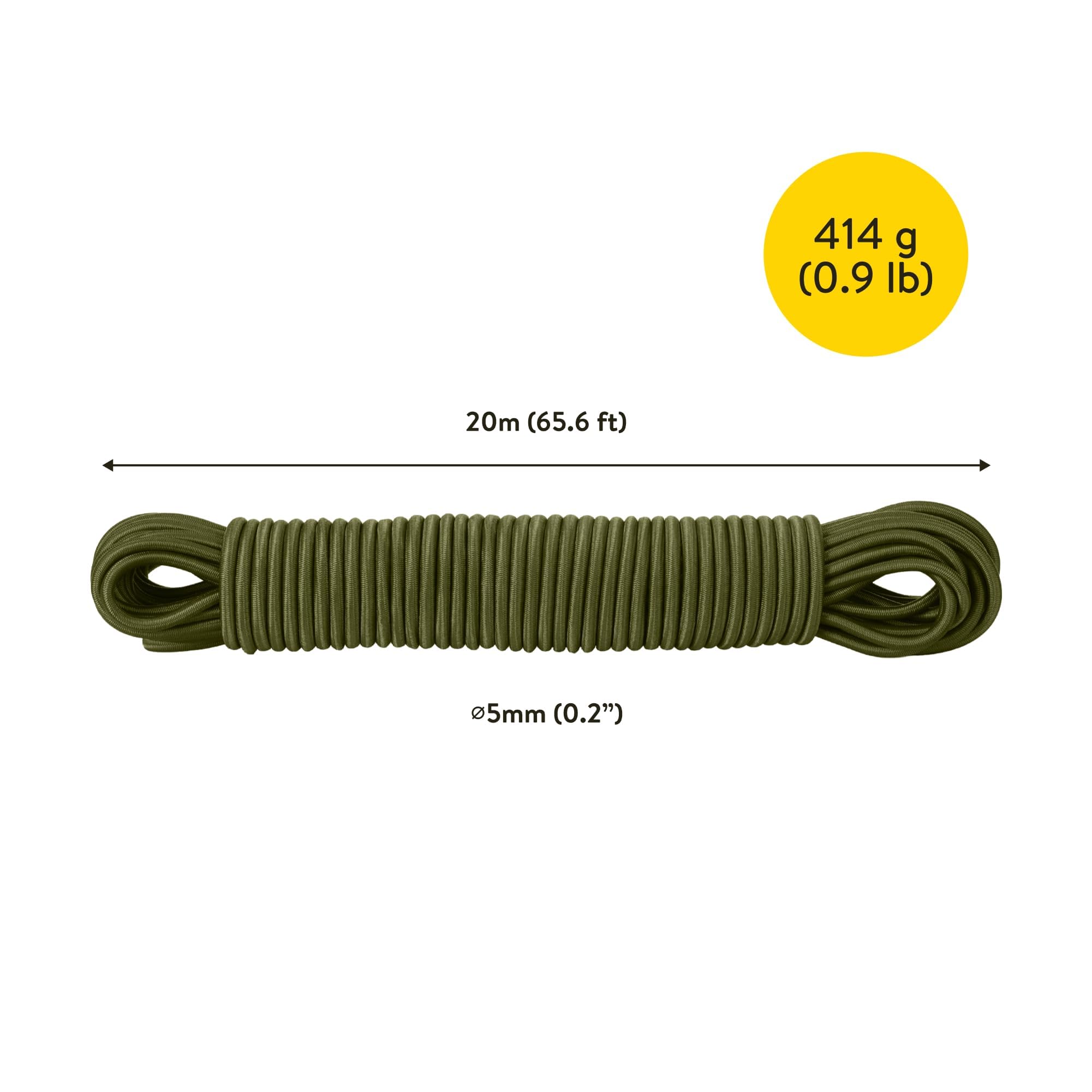 PRETEX Corda Elastica - Ø 5 mm x 20 m - Durevole per Teloni e Striscioni - Cinghia Portapacchi per Lavori Fai da Te e Imballaggio - Resiste alle Intemperie e ai Raggi UV - Verde