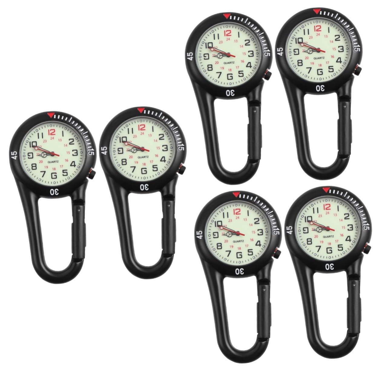Toddmomy 6piezas Reloj De Clip De Cuarzo con Dial Fluorescente para Mochilas y Cinturones para y Actividades Negro