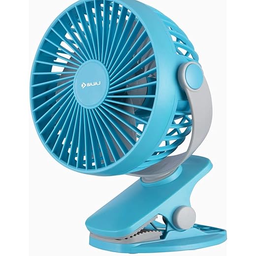 BAJAJ PYGMY MINI 110 MM 10 W HIGH SPEED OPERATION, USB CHARGING, MULTI-CLIP FUNCTION PERSONAL FAN