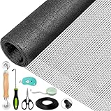 VTSHENY Mosquiteras para Ventanas (120cm x 300cm - Negro) Cortada Individualmente,Prevención de mosquito