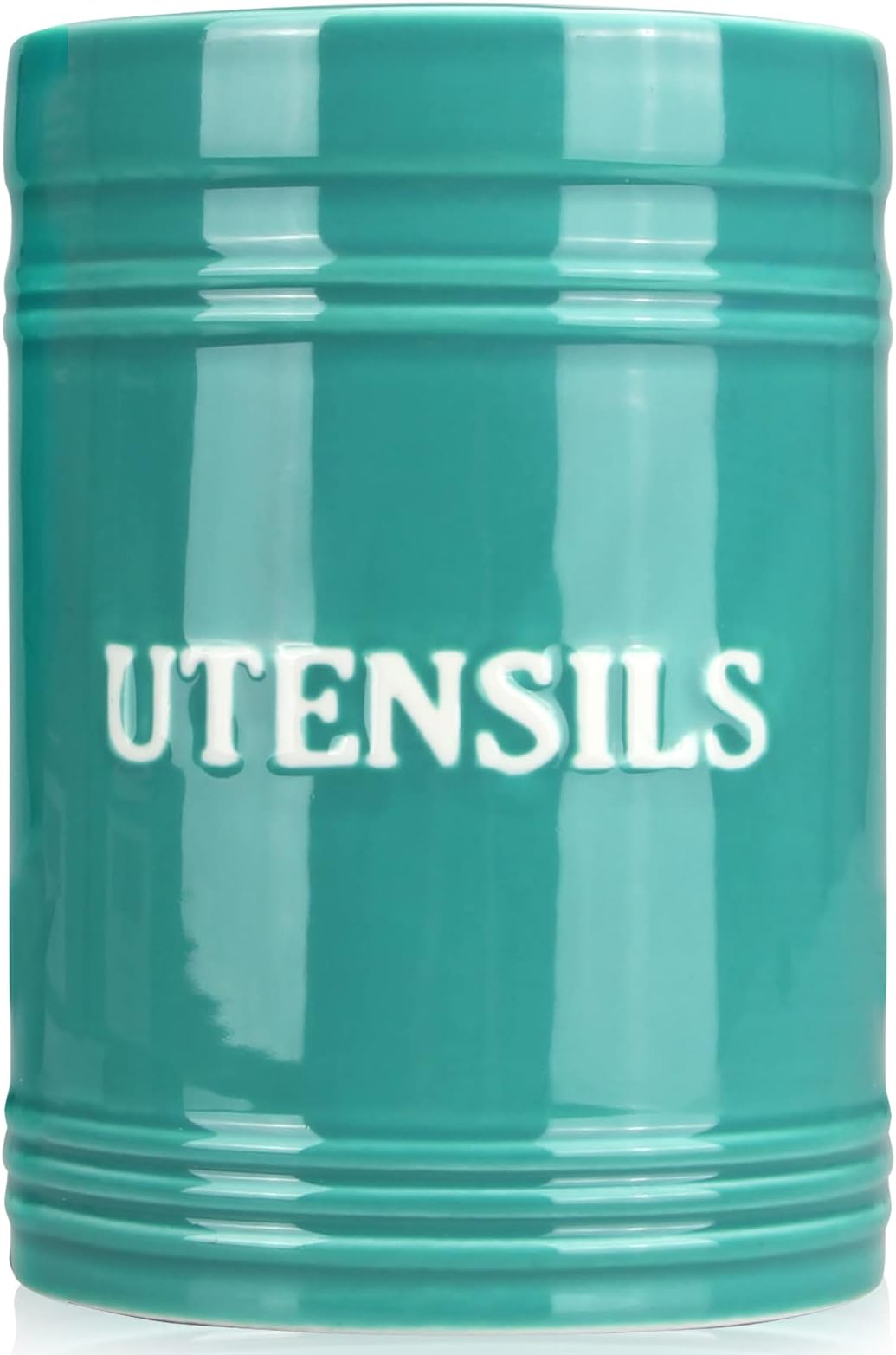 Best Turquoise Kitchen Utensil Crock Large Teal Ceramic Utensil Holder Flatware Storage Organizer Countertop Utensil Caddy Silverware Holder Utensil Jar
